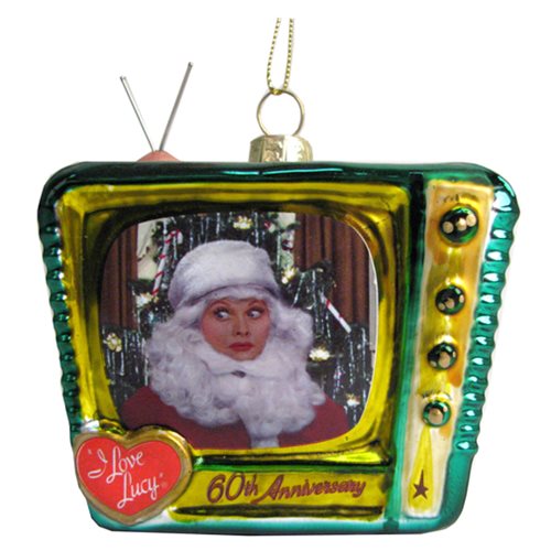 I Love Lucy Santa Lucy on TV 3 1/2-Inch Glass Ornament